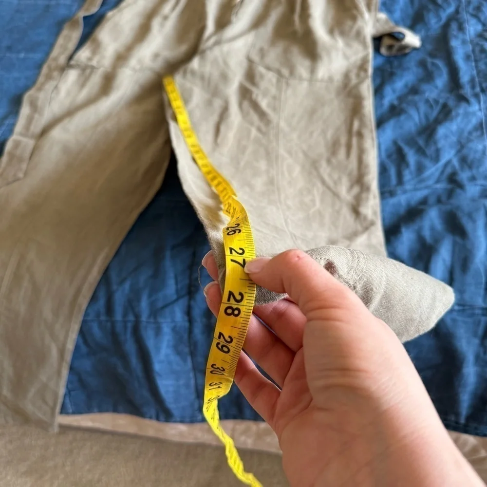 Zara Linen Blend Jumpsuit with Belt Size Medium